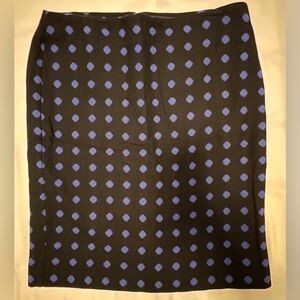 Talbots Black and Blue Polka Dot Pencil Skirt - Women’s Size 12